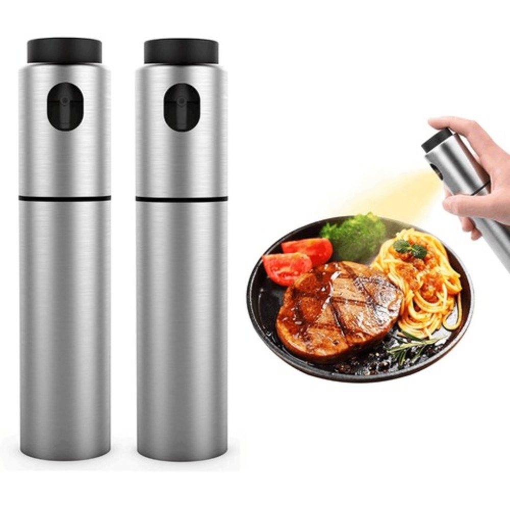 2 Pack Stainless Steel Oil Sprayer Mister for Cooking BBQ Salad Silver‎ 18cm